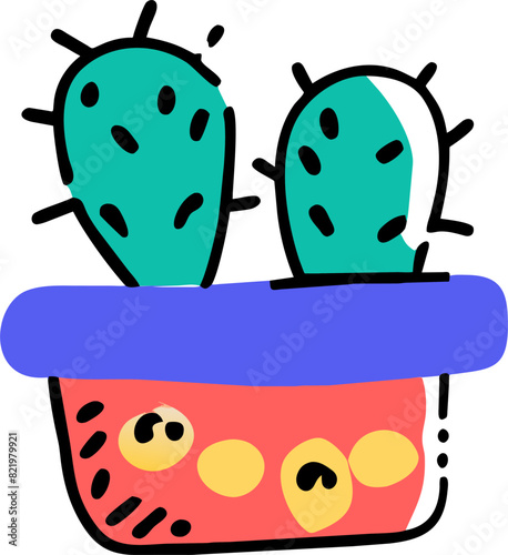 cactus-svg-clipart-vector-cactus in pot-offset doodle, icon doodle offset fill