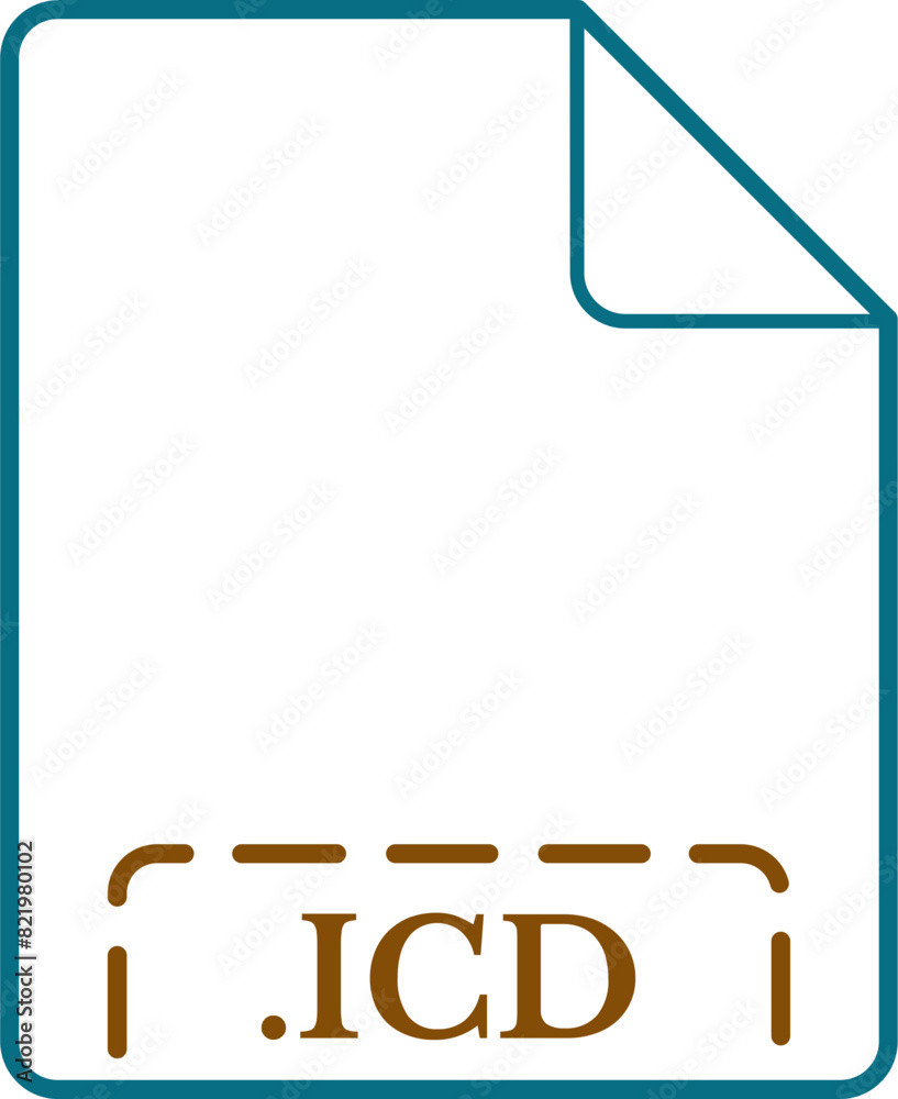 Obraz premium ICD File Icon Deep rounded outline