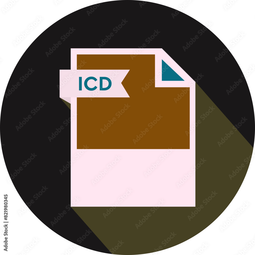 File Icd Code Symbol ICD File format icon and black shadow circular shape Stock Vector ...
