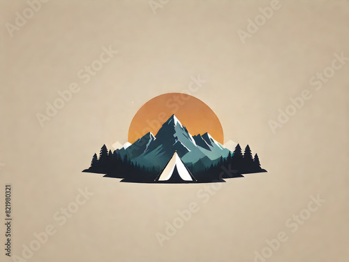 Camping in the mountains. Innovative mountain logo ideas. 