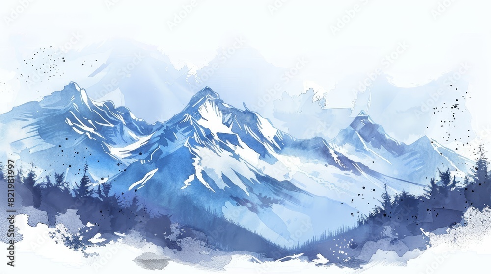 Obraz premium Background sketch with mountain border in PNG format