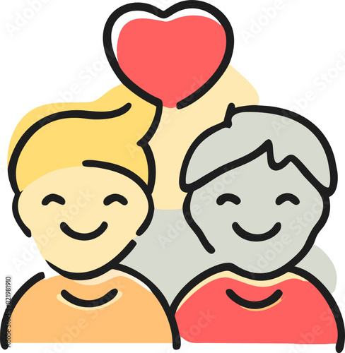 happy valentines day greeting card cute funny gay couple, homosexual male couple in love romantic