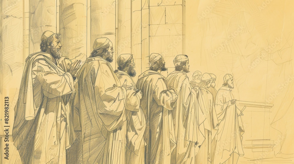 Fototapeta premium Watercolor of Daniel Praying for His People - Biblical Art