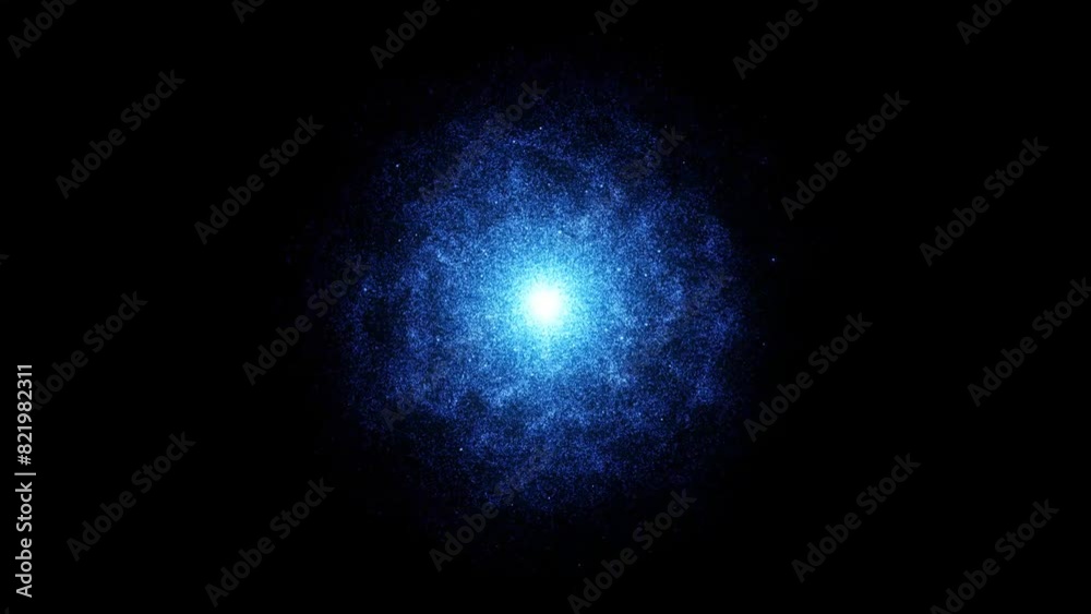 Seamless blue spraying shining clot focus sol day-star spring particle background loop. Looped glittering shiny lucid creative.