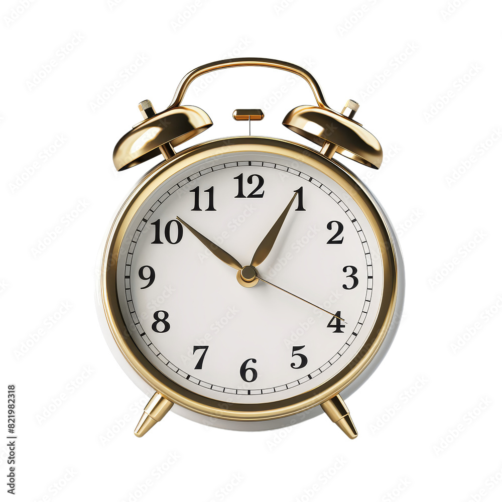 Gold White Alarm Isolated on Transparent Background, PNG, Cut Out. Gold White Alarm Isolated on Transparent Background, PNG, Cut Out.