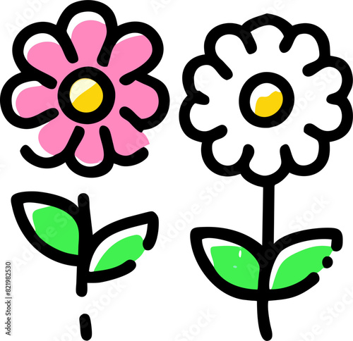 vintage little flowers, icon doodle offset fill