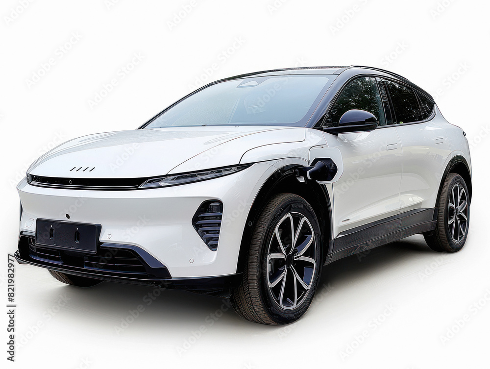 Obraz premium White city car standing on white background