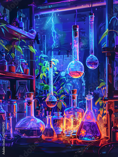 Mad Scientist's Laboratory: Step into the mad scientist's fluorescent laboratory, where bushels of ideas bloom under neon lights. Chaos theory reigns as mystical codes dance, unlocking universe secret photo
