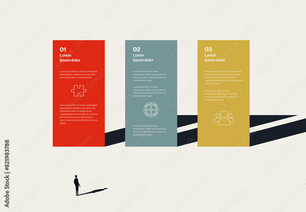 3 Step Infographics Template with Businessman Illustration Stock ...