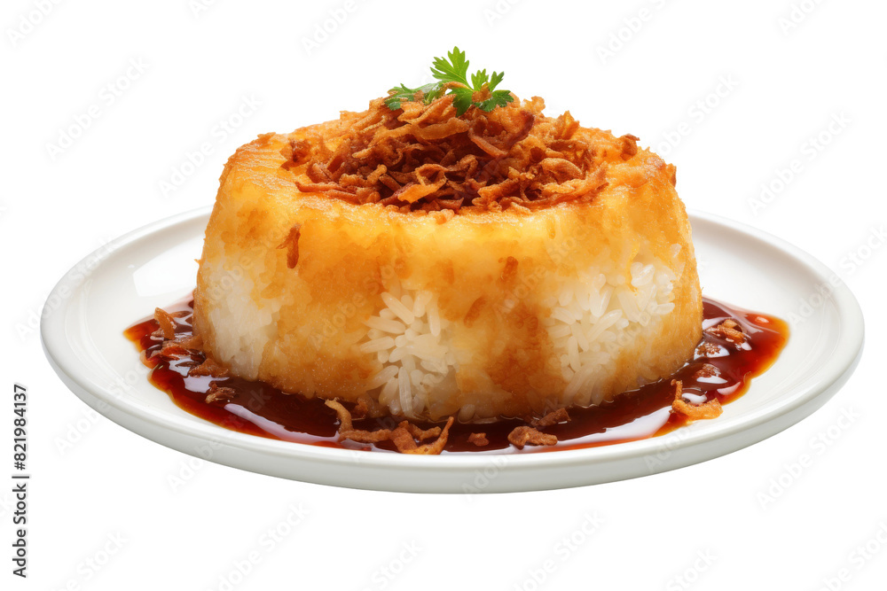 Heavenly Delight: White Plate Adorned With a Decadent Dessert Drizzled in Rich Sauce on a Clear PNG or White Background. Heavenly Delight: White Plate Adorned With a Decadent Dessert Drizzled in Rich Sauce on a Clear PNG or White Background.