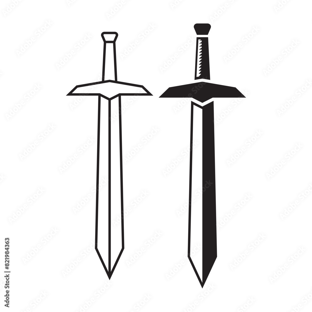 Fototapeta premium Sword icon vector design concept isolated on white background