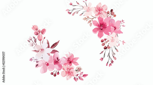 Cute pink floral watercolor wreath for wedding birthd