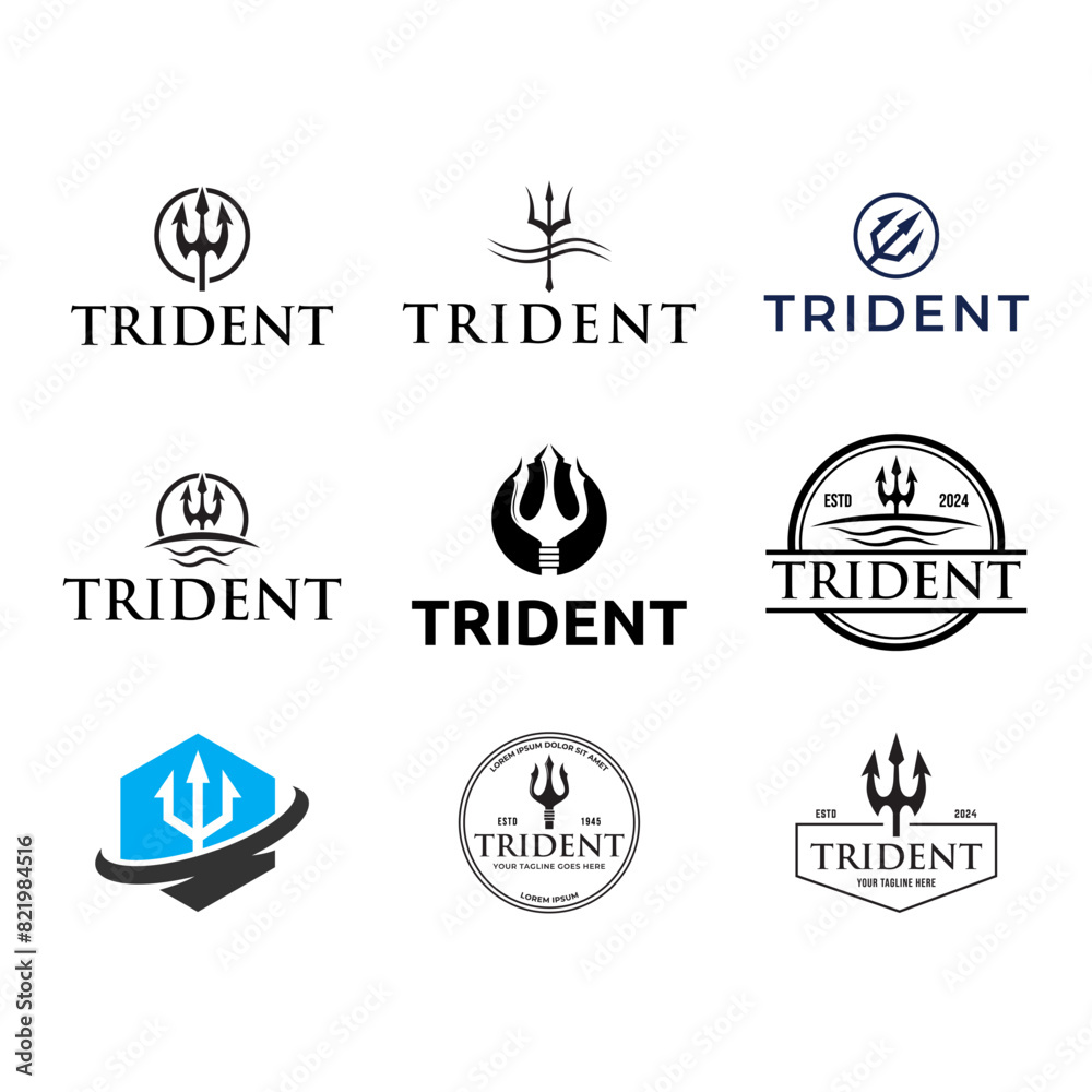 Set of Trident logo vector design concept isolated on white background Set of Trident logo vector design concept isolated on white background