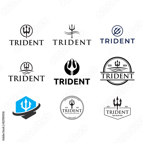 Set of Trident logo vector design concept isolated on white background