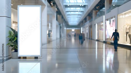 Department store with blank space board for service and product advertisement.