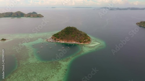 Aerial view of fishing village on Kukusan Island, Komodo, Indonesia. photo