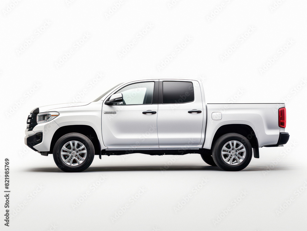 White pickup car on a white background
