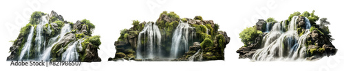 Waterfall png element set on transparent background