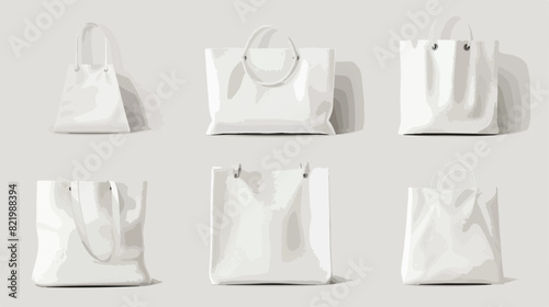 White blank tote bag mockup. Realistic 3d vector illustration