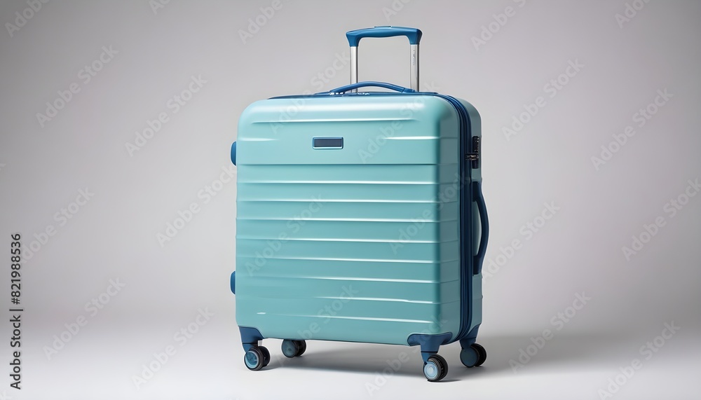 Blue plastic suitcase isolated on white background. Blue plastic suitcase isolated on white background.