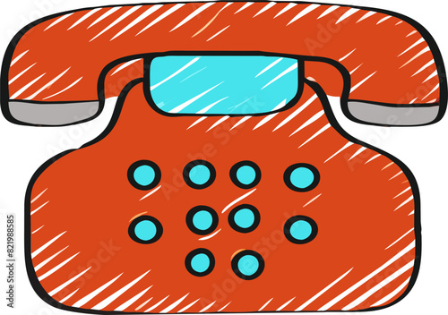 hanphone consistent outline , hand drawn illustration, icon uneven fill