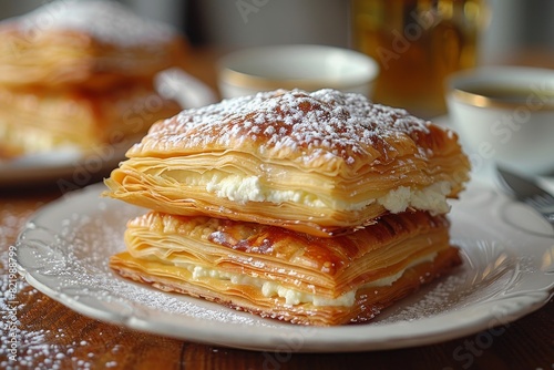 Sfogliatella: A flaky pastry with a creamy ricotta filling, dusted with powdered sugar.