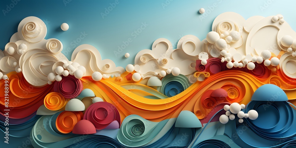 Vibrant Paper Waves Abstract Art Background Vibrant Paper Waves Abstract Art Background