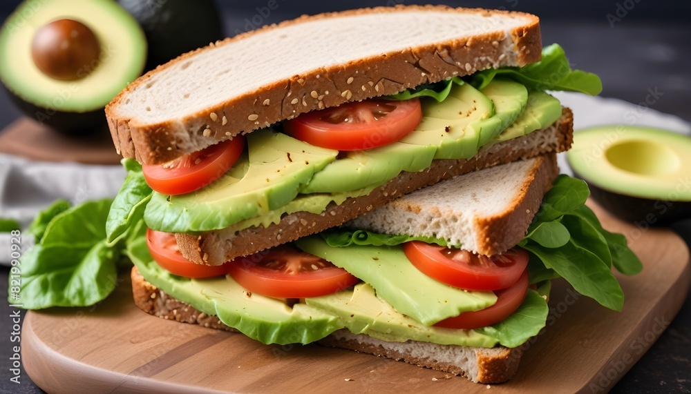 Avocado Sandwich isolated on white background. Avocado Sandwich isolated on white background.