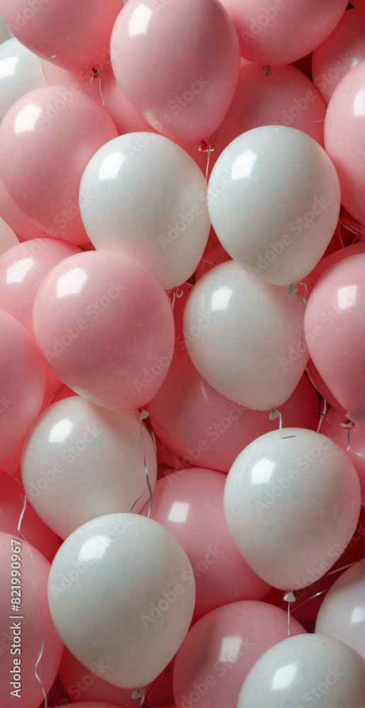 Celebration pink and white balloons background Celebration pink and white balloons background