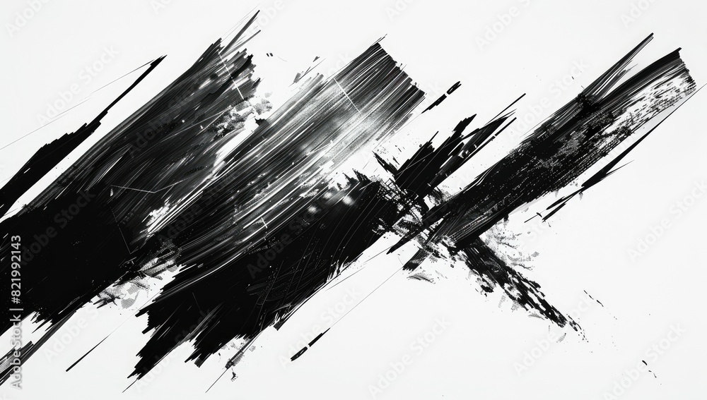 Dynamic Black Brush Strokes on White