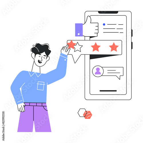 Ready to use linear mini illustration of customer feedback