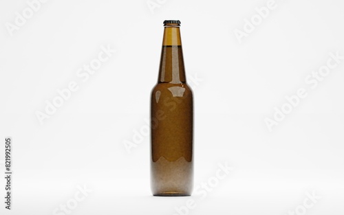 3d render of isolated beer or liquor alcohol glass bottles on white