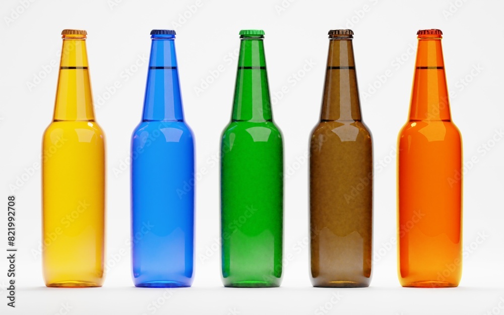 3d render of isolated beer or liquor alcohol glass bottles on white 3d render of isolated beer or liquor alcohol glass bottles on white