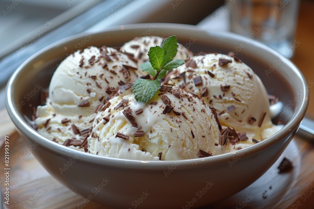 Stracciatella Gelato: Creamy gelato with fine chocolate shavings throughout, served in a bowl or cone. Stracciatella Gelato: Creamy gelato with fine chocolate shavings throughout, served in a bowl or cone.