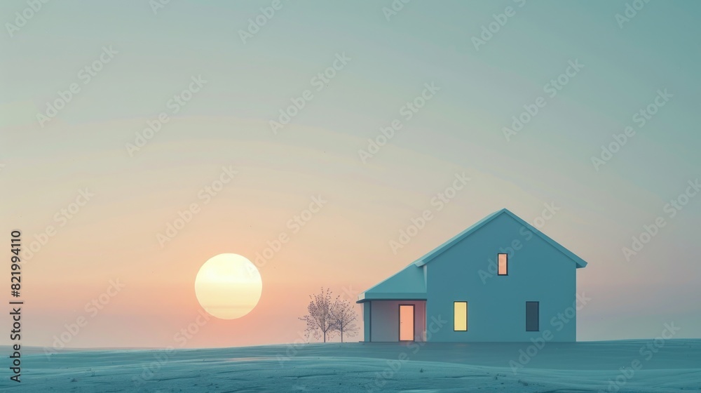 A minimalistic house at countryside.