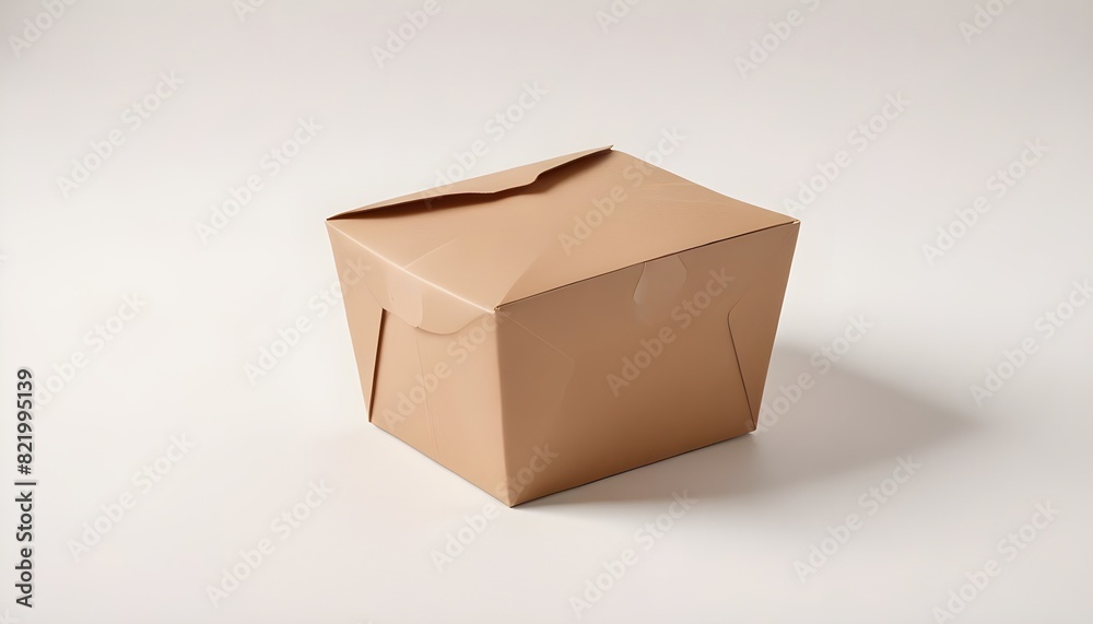 brown unlabeled paper food box isolated on white background