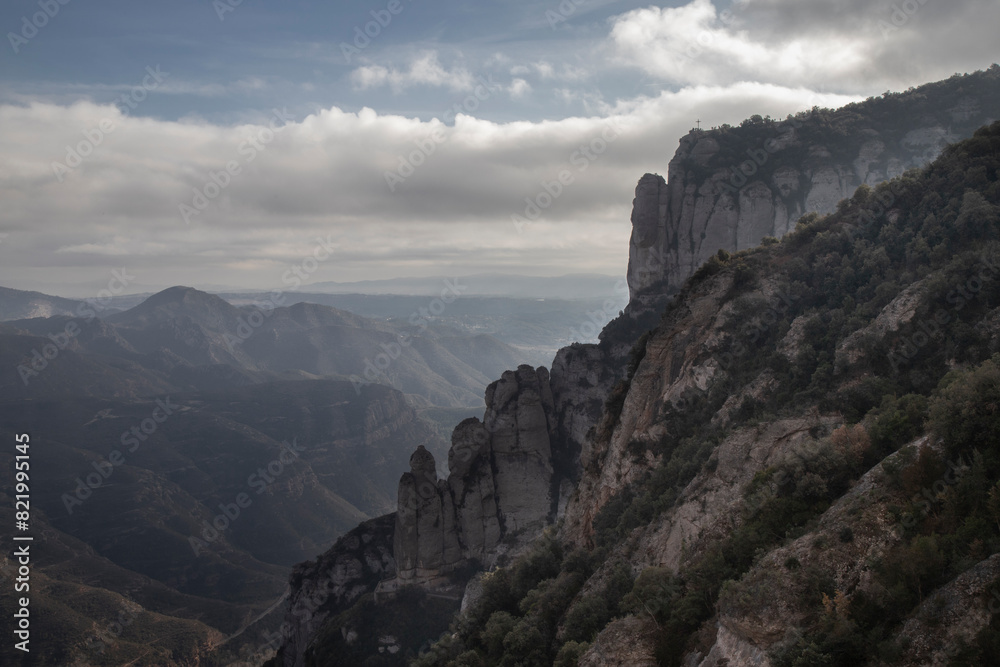 Scenic view of Montserrat mountain in Catalonia, Spain