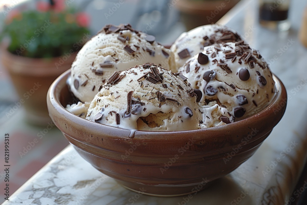 Stracciatella Gelato: Creamy gelato with fine chocolate shavings throughout, served in a bowl or cone. Stracciatella Gelato: Creamy gelato with fine chocolate shavings throughout, served in a bowl or cone.