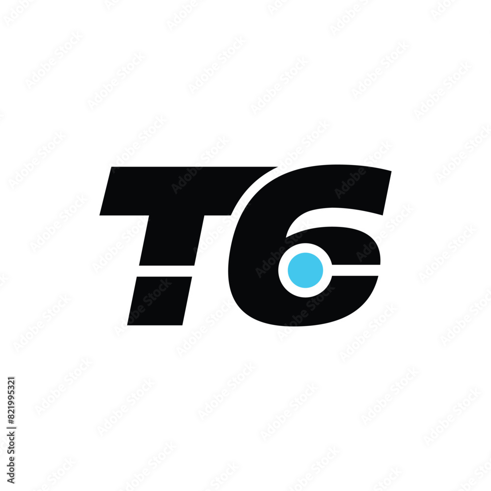 T6 brand name initial tellers monogram with technology dots. Art work T6 brand name initial tellers monogram with technology dots. Art work