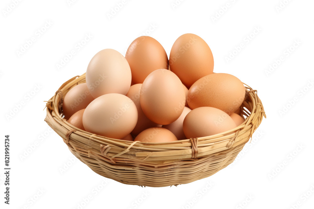 A Basket of Sunshine: Fresh Eggs on a Blank Canvas on a Clear PNG or White Background. A Basket of Sunshine: Fresh Eggs on a Blank Canvas on a Clear PNG or White Background.