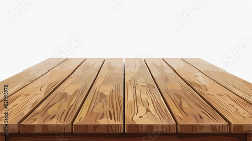 Wooden table surface isolated on white background. vector
