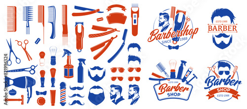 Retro Barbershop elements. Trendy barbershop elements