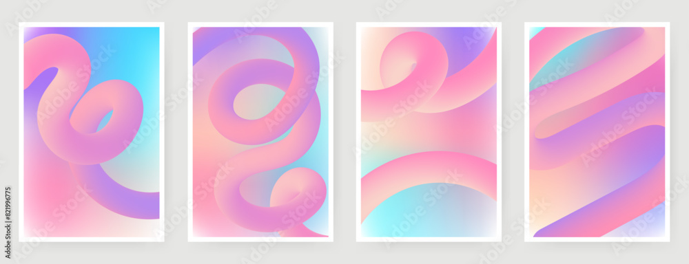 Gradient blend lines. Dynamic abstract forms. Design for poster, flyer, website, etc. Minimal design templates. Vector