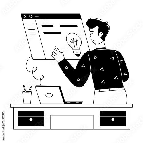 Trendy linear mini illustration of business solution 