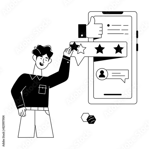 Ready to use linear mini illustration of customer feedback