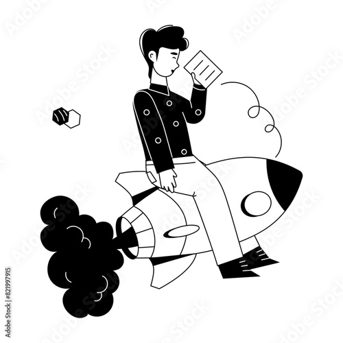 Scalable line style mini illustration of a startup 