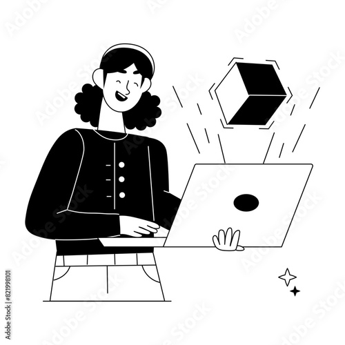 Download line style mini illustration of product demo 