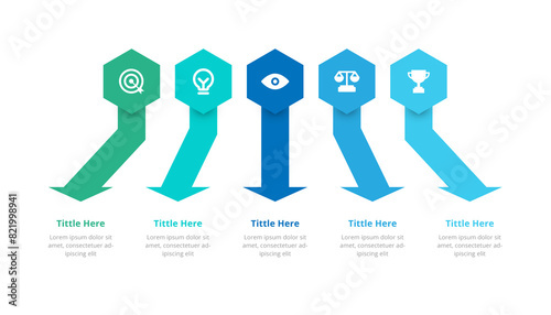 Infographic design 5 point or steps with icons. Infographic business concept Can be used for info graphics, flow charts, presentations, web sites, banners.