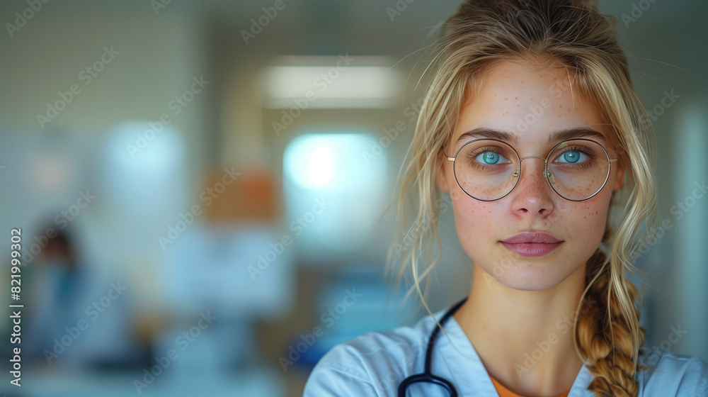 A young female doctor posing in the hospital A young female doctor posing in the hospital