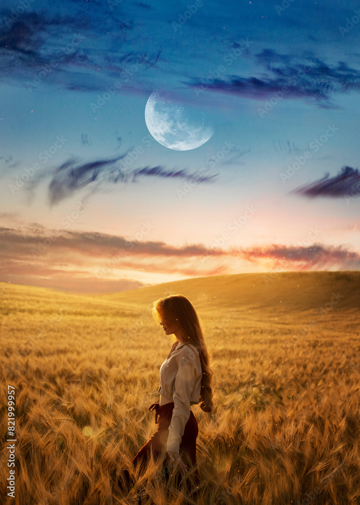 Fototapeta premium girl in the field